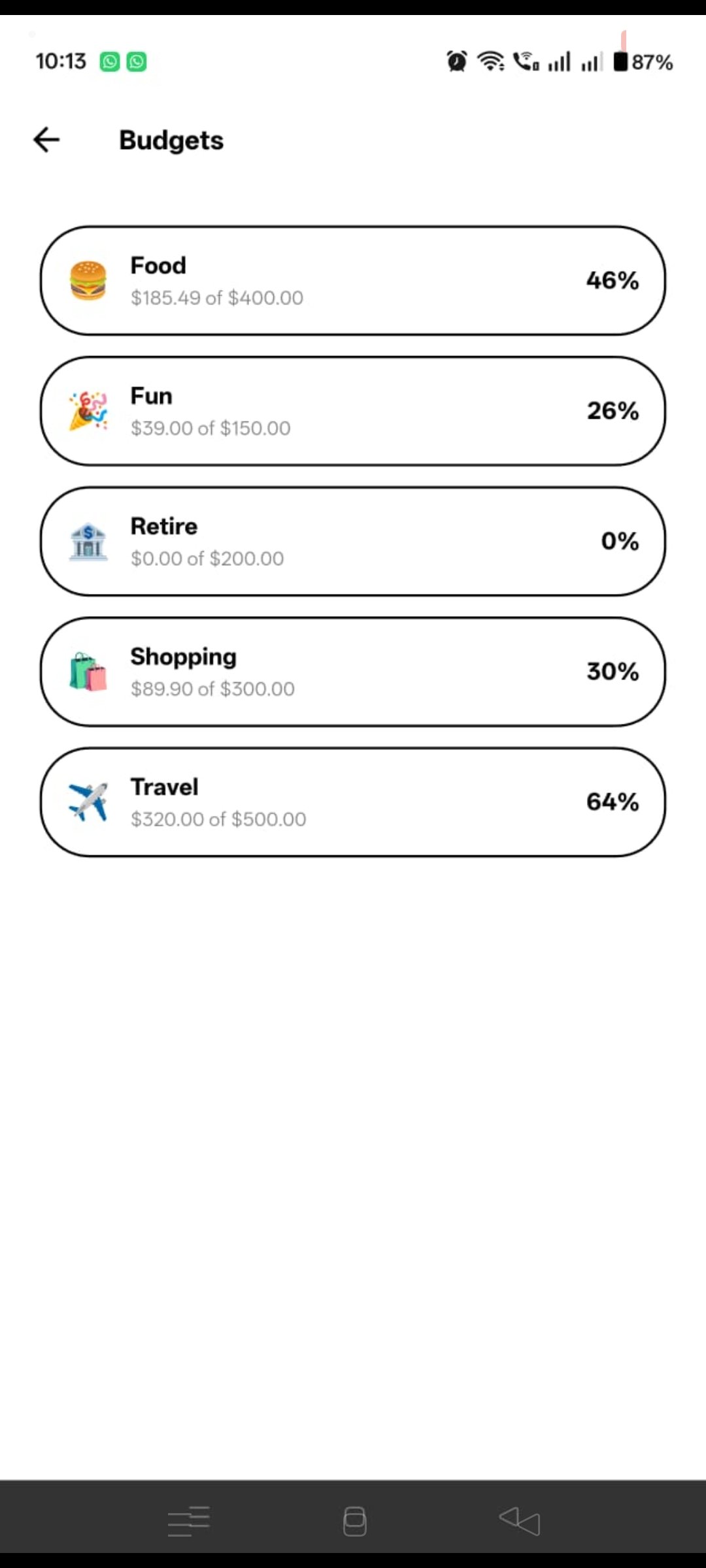 swinon app budgets screen