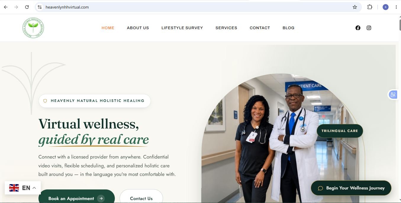 Heavenly Natural Holistic Healing live website